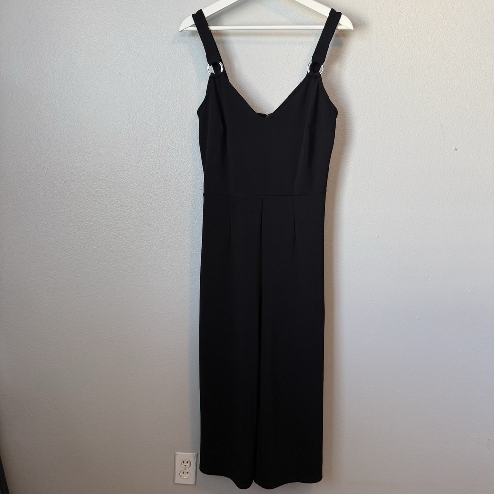 Bar III Juniors Size 6 Cropped O-Ring Jumpsuit Deep Black Romper Cocktail Party
